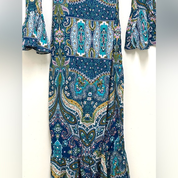 R.Vivimos Women's Wrap Dress Blue Green Pink Abstract Print Size S - Picture 3 of 9